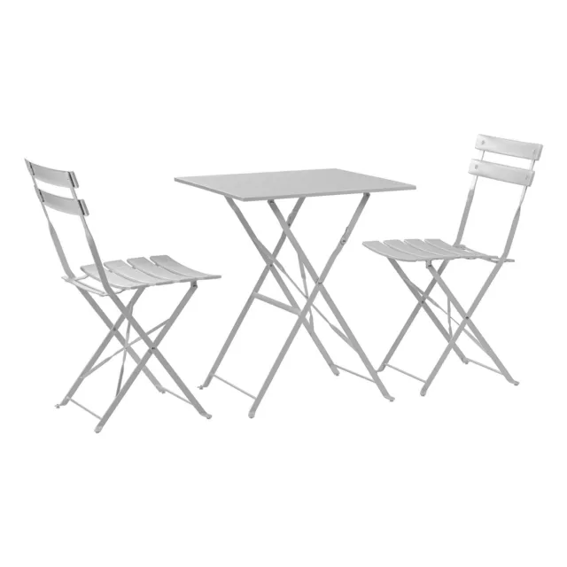 3pc Sussex Bistro Set de table chaises de jardin Meubles de jardin Carré blanc