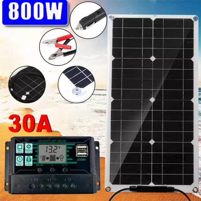 800W 12V Solar Panel Charging Kit Flexible Caravan Charger w/30A LCD Controller