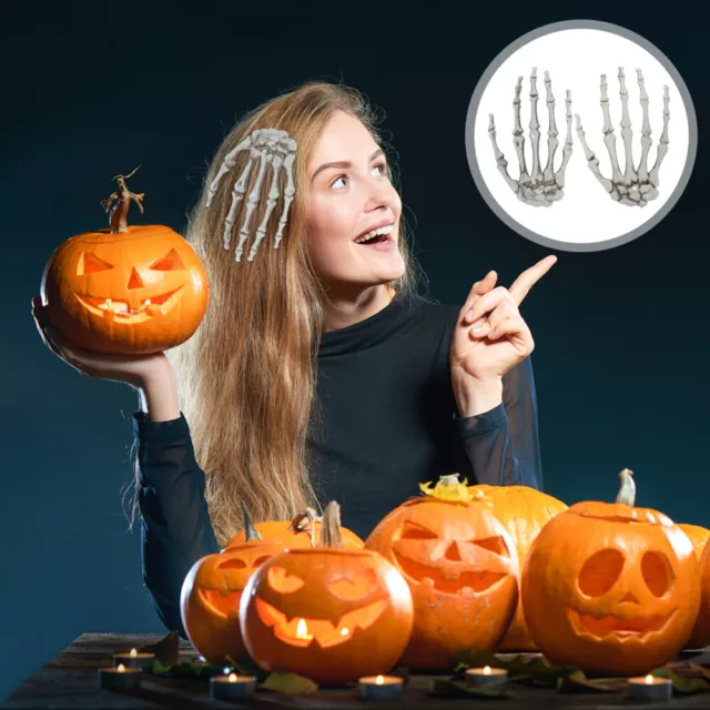Set forcine scheletro di Halloween - clip per capelli mani teschio per donna-IP