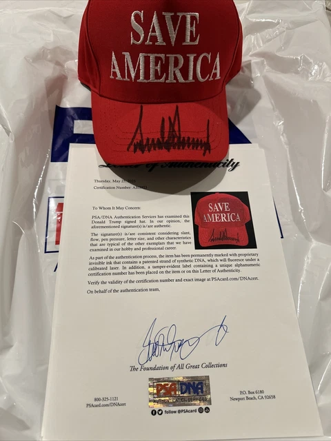 Donald Trump Autograph Save America Hat LOA Included PSA certified