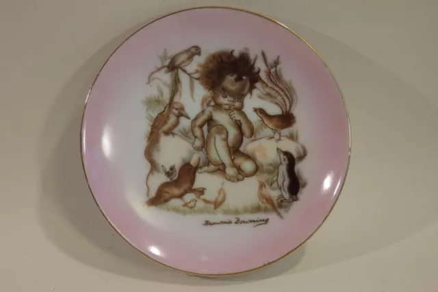 A Vintage Brownie Downing 10cm Plate Aboriginal Child With Friends 2 of 5