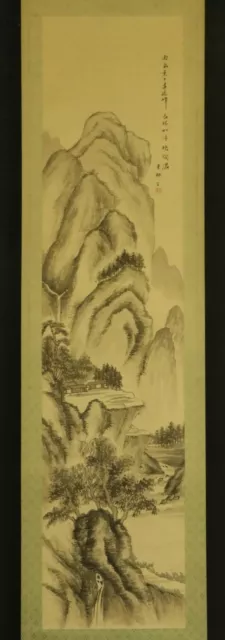 JAPANESE HANGING SCROLL ART Painting Sansui Landscape  Asian antique  #E5252