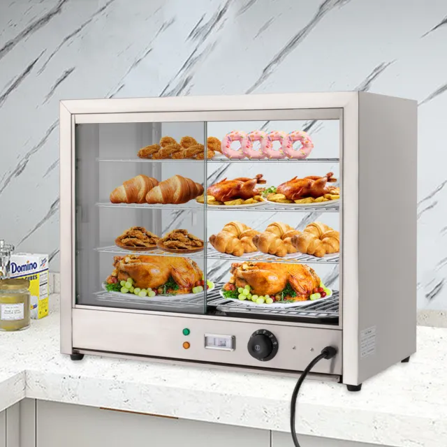 4 Tier Food Warmer Display Case Commercial Food Pizza Egg Tart Warmer Showcase