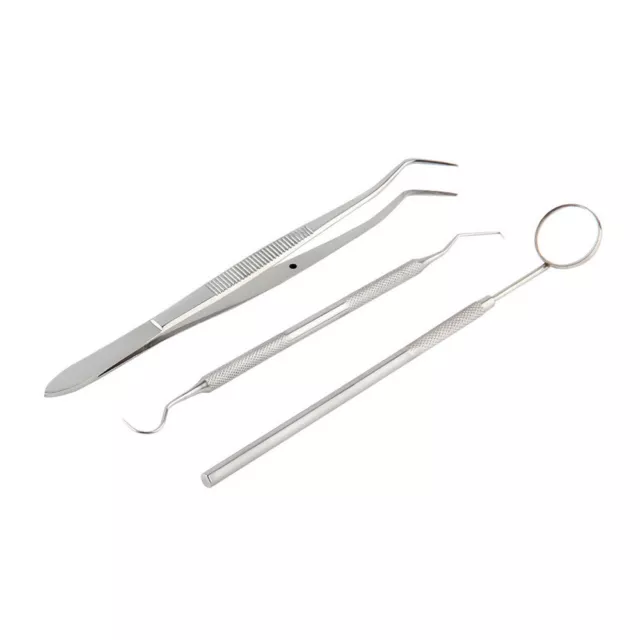 Kit strumenti dentista specchietto pulizia denti ispezione pinzetta acciaio inox 2