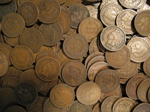 @ Large Collection Of Indian Head Cent Penny Coins 1858-1909 @ Old Estate Sale @