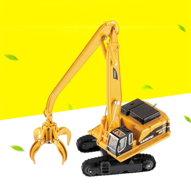 1:87 Diecast Liebherr Magnet Crane Construction Model With Grab Attachment - Yellow