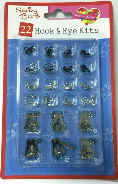 Kit de gancho y ojos sujetador artesanal costura tamaño mixto negro plata metal - paquete de 22