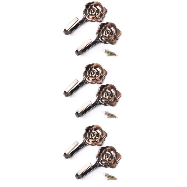 6 Pcs Tieback Tassel Hooks Rose Wall Drapery Curtain Drapes