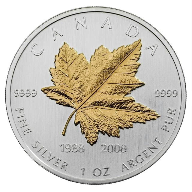 2008 Canada $5 Fine Silver Coin - 20th Anniversary Silver Maple Leaf