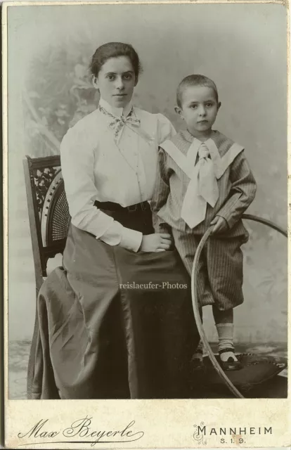 Bub mit Laufreifen, Orig.-Kabinett-Photo um 1900