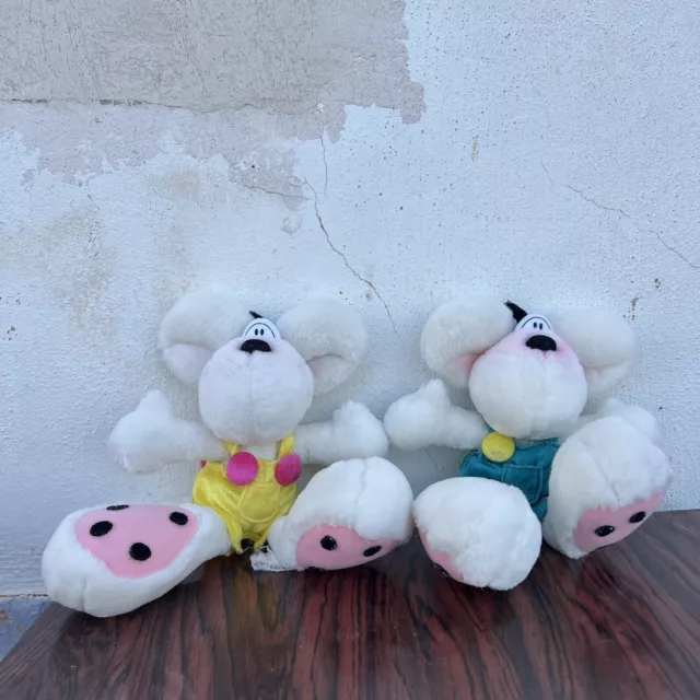 Lot x 2 peluches Diddl en salopette plush vintage 27cm Diddl Mouse Thomas Goletz