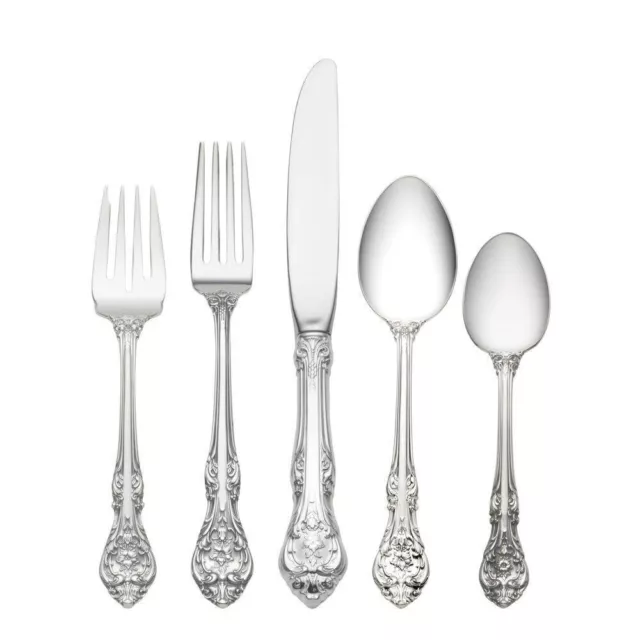 Gorham King Edward Sterling Silver Five Piece Flatware Set Floral Motif