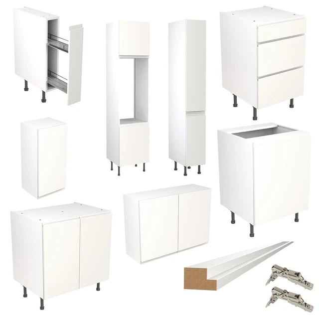KITCHEN BASE UNIT White Gloss Complete Handleless Doors Wall