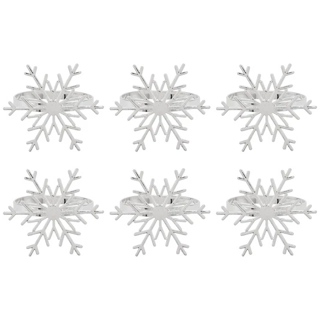 6 pezzi fiocchi di neve tovaglioli anelli Natale fiocco di neve tovaglioli H2997