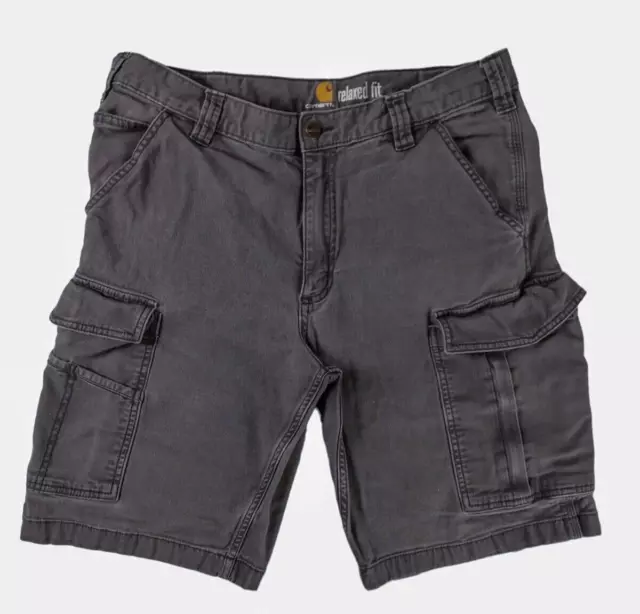 Pantalones cortos Carhartt para hombre talla 35 fuerza calce relajado gris carga ropa de trabajo al aire libre