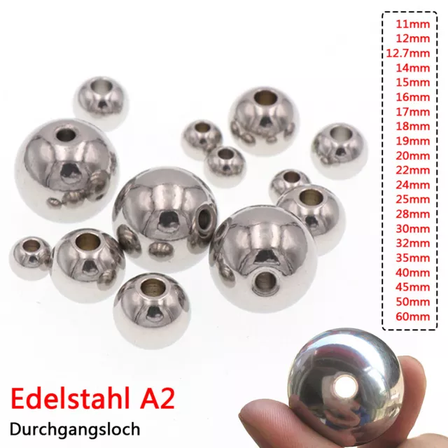 Sfere solide 11-60 mm acciaio inox A2 inrugginite perline foro passante boccola in acciaio palla