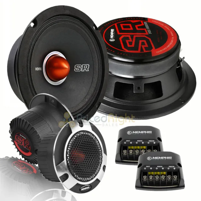 Memphis Audio 6.5" Component Speaker Set Tweeters Crossover SRXP62C 250 Watt Car