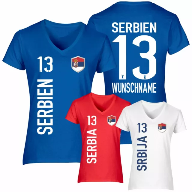 FanShirt SERBIEN Trikot Damen Druck Nummer Name Jersey WM EM SRBIJA FanShirts4u