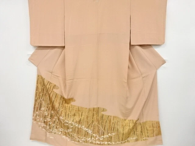 99305# Japanese Kimono / Vintage Iro-Tomesode / Embroidery / Bush Clover