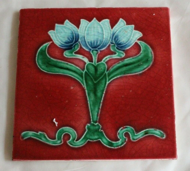 COLOURFUL tas simpson  ART NOUVEAU JUGENDSTIL PERIOD ANTIQUE TILE