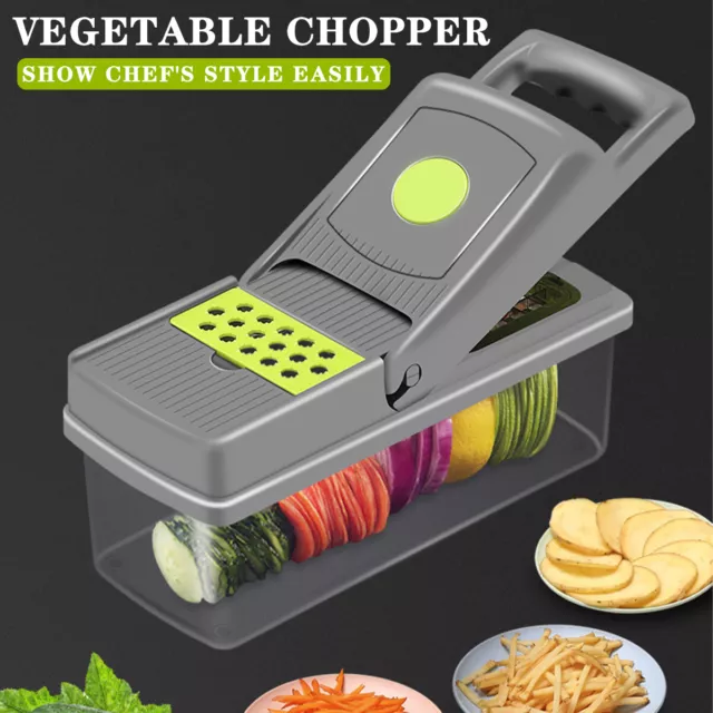 Multi Vegetable Chopper Salad Fruit Mandolin Slicer Food Dicer Cutter Peeler^