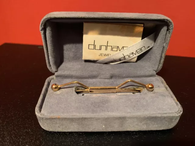 Vintage Dunhaven Gold Tone Tie Collar Bar Clip Men's Wear