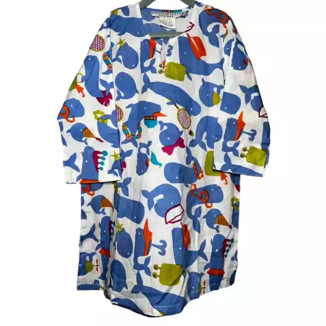 Gretchen Scott Girl’s Size 6 8 Whale Print Beach Cotton Tunic Top Swim Cover-Up