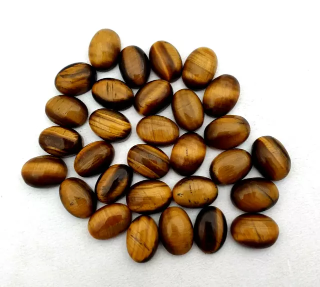 Natural Tigers Eye Loose Oval Cabochons Gemstone Lot 15 Pcs 10x14 MM 103 CT