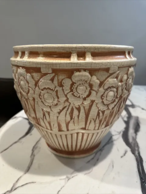 Beautiful -Peters and Reed -Ivory 1920s Antique Pottery Large Jardiniere Planter