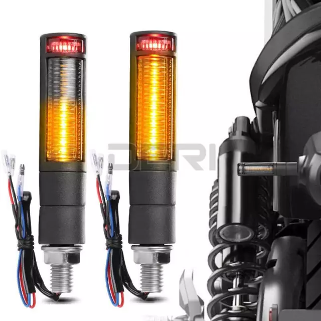 2x 12V Motorrad Mini Blinker Fließendes Licht Bremslicht Universal M10 Schwarz