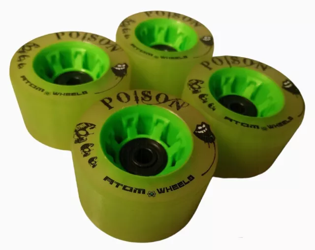 Atom Poison 62mm Roller Skate Wheels with Bearings x4