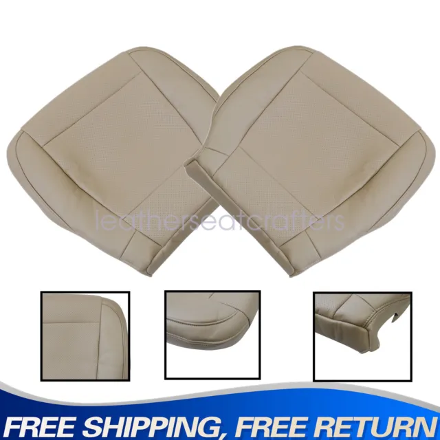 For 2015-2017 Ford F150 Lariat XL XLT Front Both Bottom Leather Seat Cover Tan