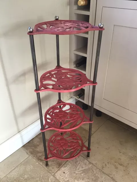 PINK GREY Cast Iron 4 Tier Saucepan Rack Stand Ideal for Le Creuset Pans