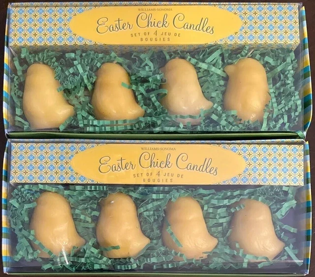 Velas en forma de pollo Williams Sonoma DOS cajas 4/Caja ~ 2" de alto sin aroma nuevas en caja