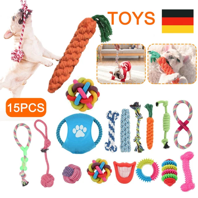 Hundespielzeug Set 15er Hund Welpen Kauen Baumwolle Seile Spielzeug für Haustier