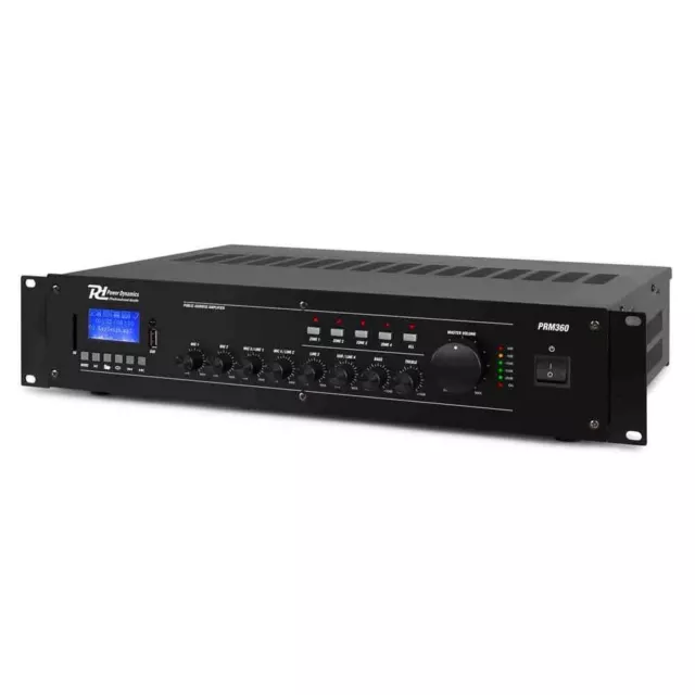 Power Dynamics PRM360 360W 100V or 8 Ohm 4 Zone 6 Channel Mixer/PA Amplifier