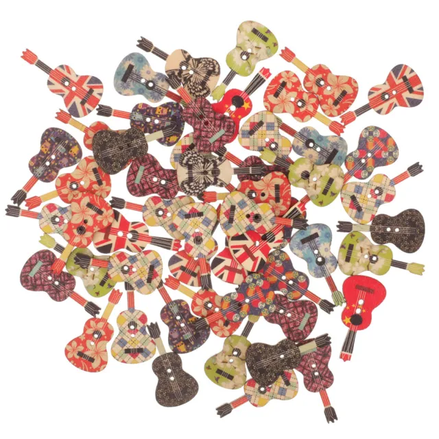 50 piezas Botones de madera Botones en forma de guitarra Botones hágalo usted mismo para la elaboración de Halloween
