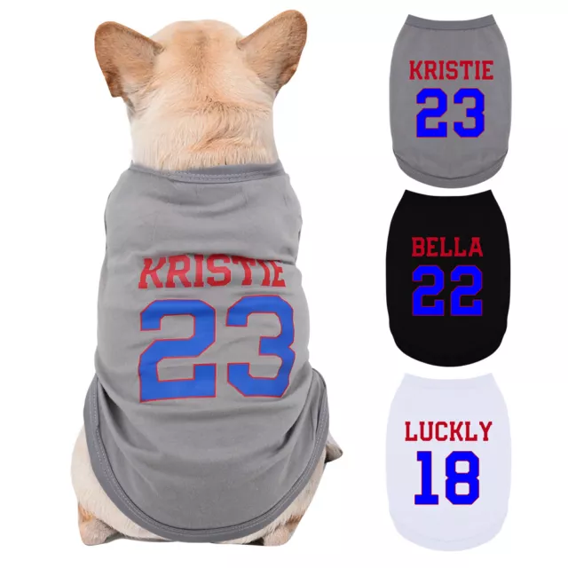 Cotton Personalized Dog T shirt Cat Puppy Vest with Custom Pet Name and Number