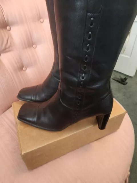 Naturalizer Black Mid Cald Womans Leather Boots .