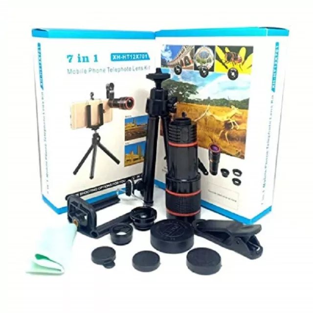 Pack Fotografico 7 En 1 Accesorios Lentes Camara Para Movil Teleobjetivo 12X