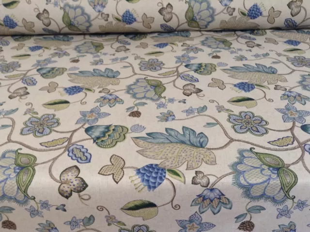 Angalot  Linen  Blue/Green 280cm/108" Wide Curtain/ Upholstery Fabric