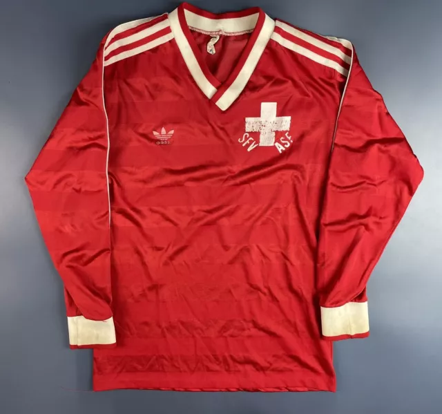 Switzerland National Team 1987 Home Football Long Sleeve Adidas Vintage Shirt