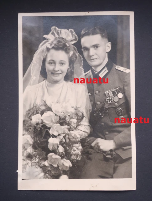 Original Foto Portrait Wehrmacht Hochzeit Infanterie Orden Offizier 1943Annaberg