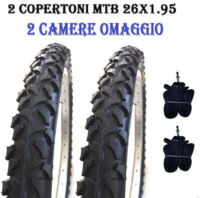 BIC 2 COPERTONI 2 CAMERE D'ARIA PER MTB BICI BICICLETTA NERO 26 X 1.95 50-559 