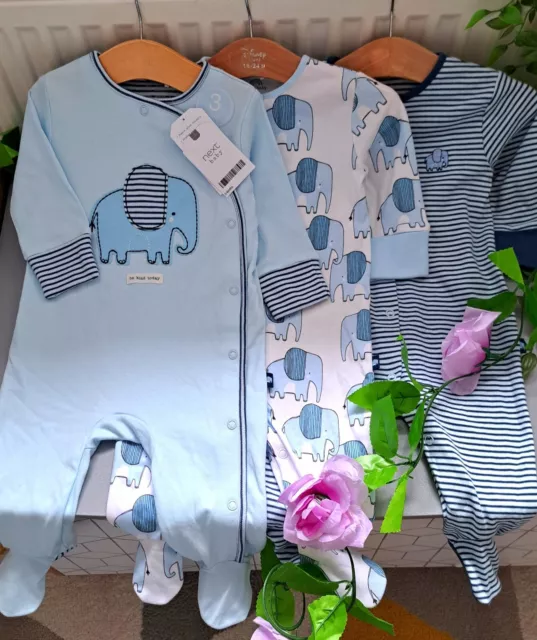 Baby Junge 3-6 Monate neu mit Etikett NÄCHST superweicher Elefant Schlafanzug Set