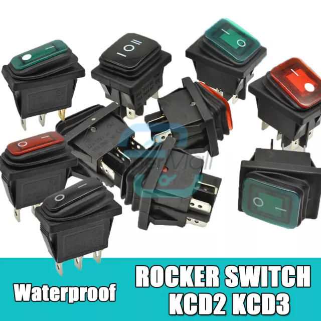 KCD2 KCD3 Rocker Boat Button Switch 2/3Position 3/4/6Pin ON/OFF Waterproof 15A