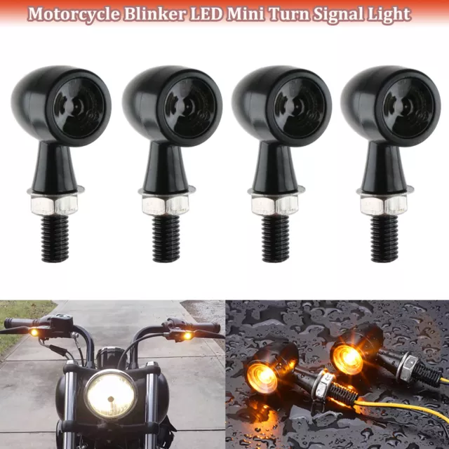 4PCS Universal Motorcycle LED Bullet Mini Turn Signal Light Indicators Blinker