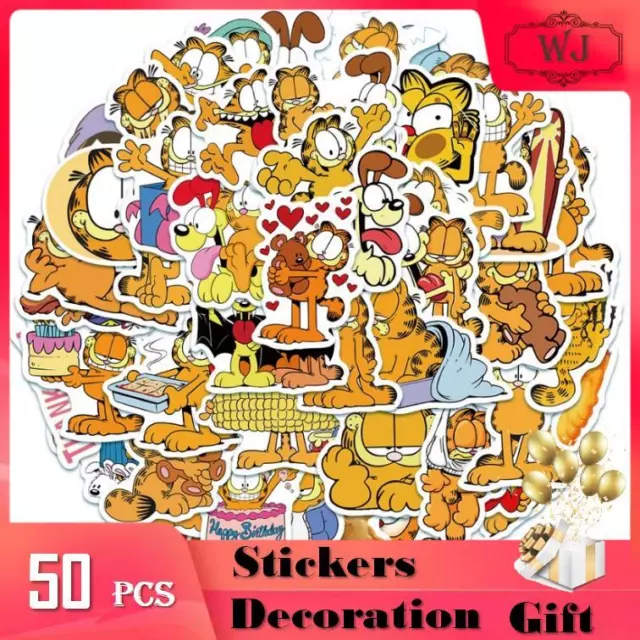 50pcs Garfield Cat Cartoon Anime Vinyl Decal Stickers Waterproof Phone Laptop