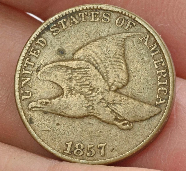 Raw 1857 Flying Eagle small cent - easy to read higher grade condition