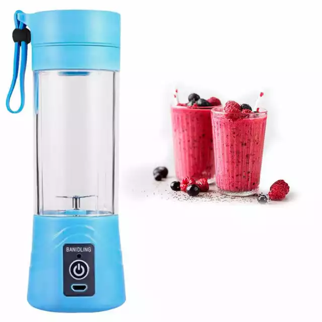 Ociodual Vaso para Batir Fruta y Hielo 380ml USB 40w Azul, Mini Licuadora